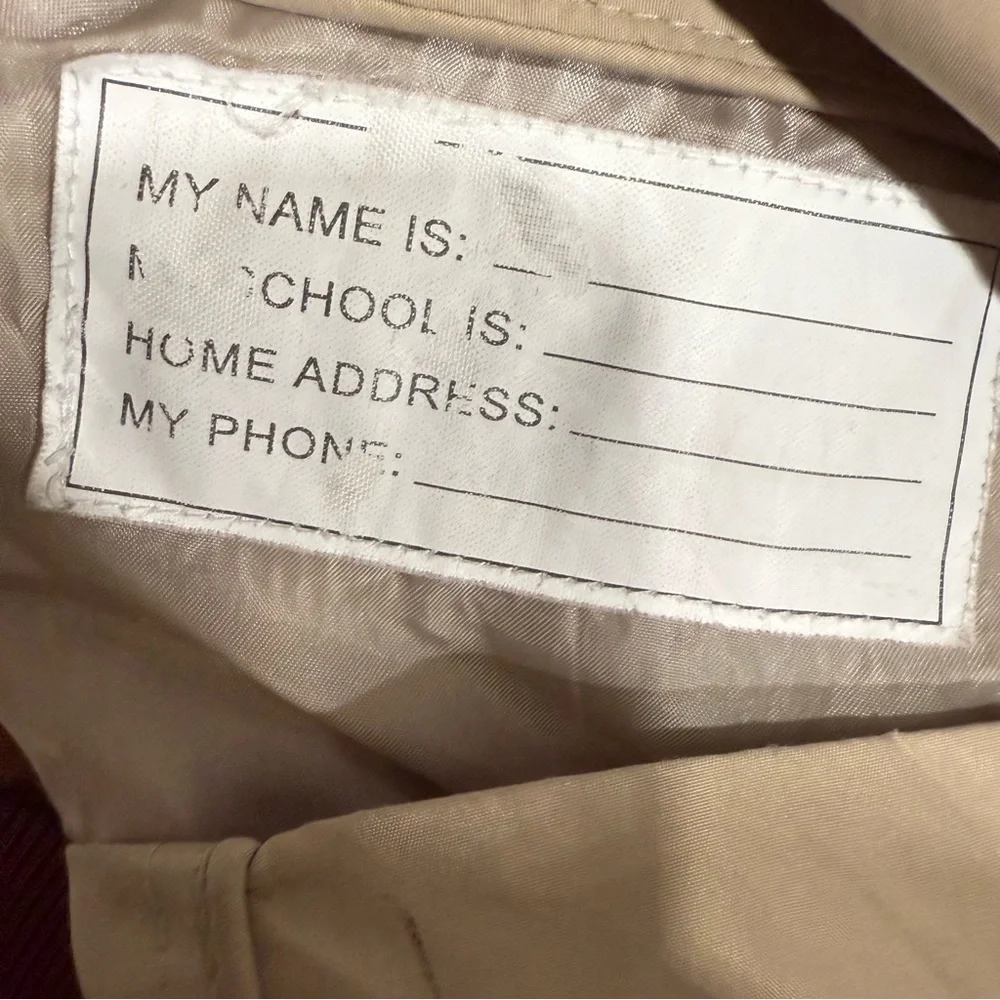 Girls Beige Trench Coat with Belted Waist Button Closure Removable Hood Size 7/8